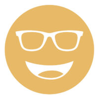 Orange circular icon with a smiling face wearing glasses, representing the 511 lens tint.