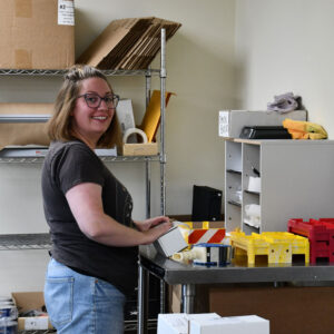 office_photos_chadwick_optical_jaime Jaime hard at work in shipping at Chadwick Optical