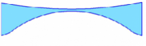 shape2 Shape #2: Biconcave Concave front curve, standard back curve with no effort to mitigate edge thickness. Used when the RX exceeds machine curve limitations for shape #1.